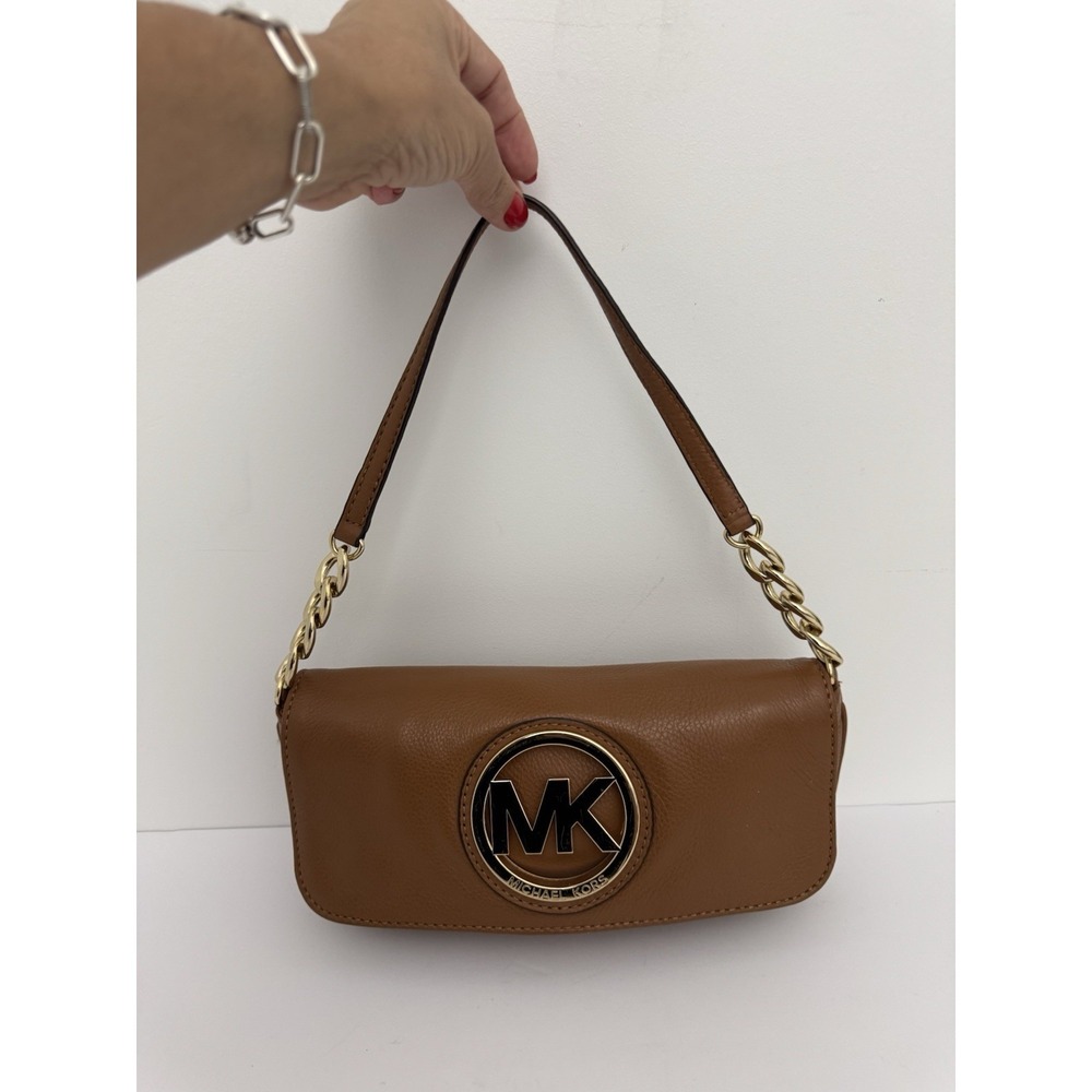 Michael Kors Fulton leather hobo bag caramel / tan color with gold hardware